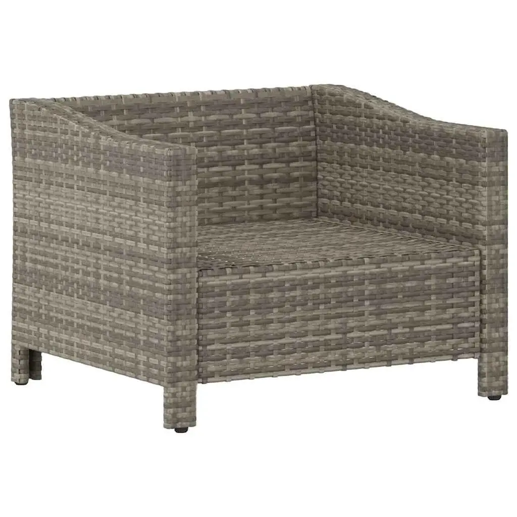 Grey Outdoor Armchair Poly Rattan Furniture with Cushion for Patio Relaxation