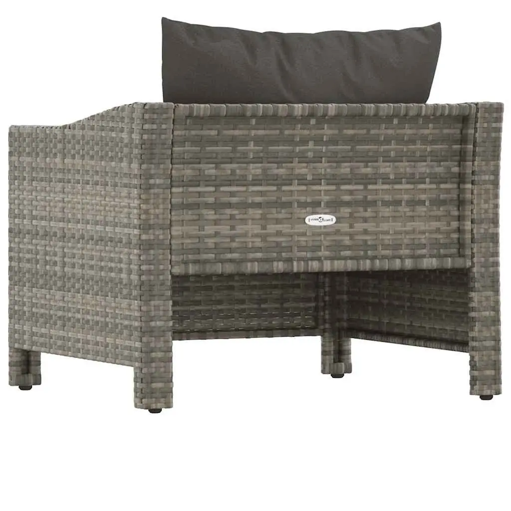 Grey Outdoor Armchair Poly Rattan Furniture with Cushion for Patio Relaxation