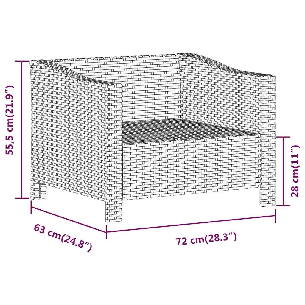 Grey Outdoor Armchair Poly Rattan Furniture with Cushion for Patio Relaxation
