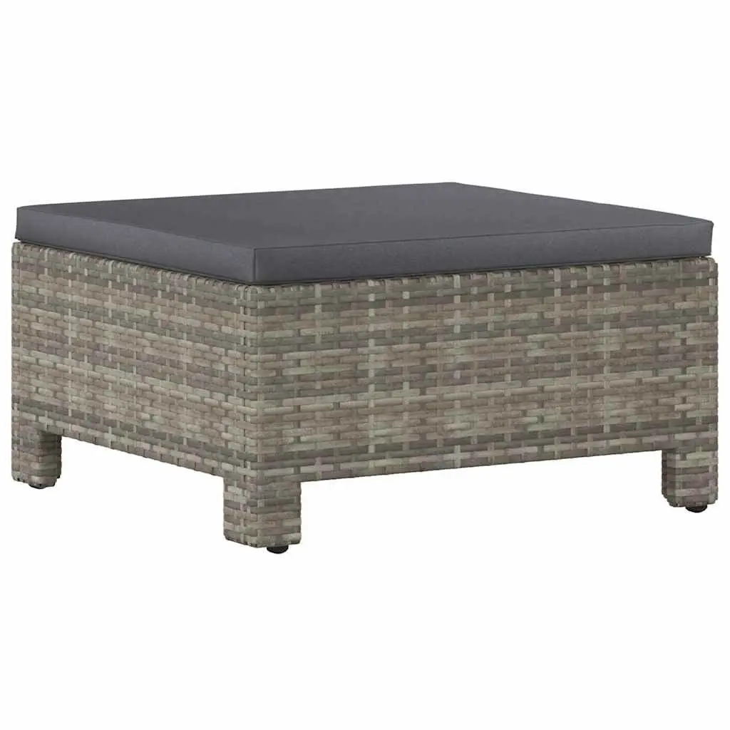 Garden Footrest with Cushion Grey Poly Rattan Outdoor Furniture