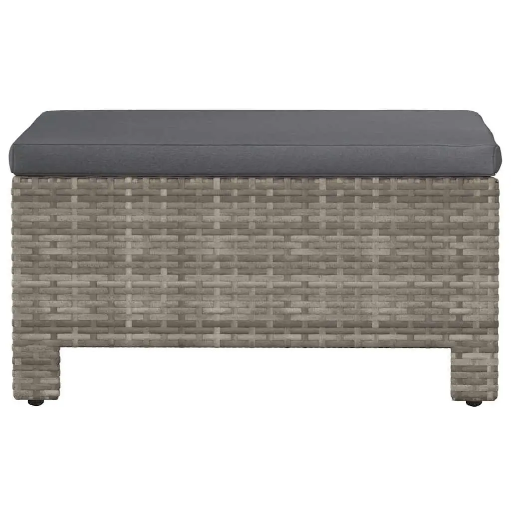 Garden Footrest with Cushion Grey Poly Rattan Outdoor Furniture