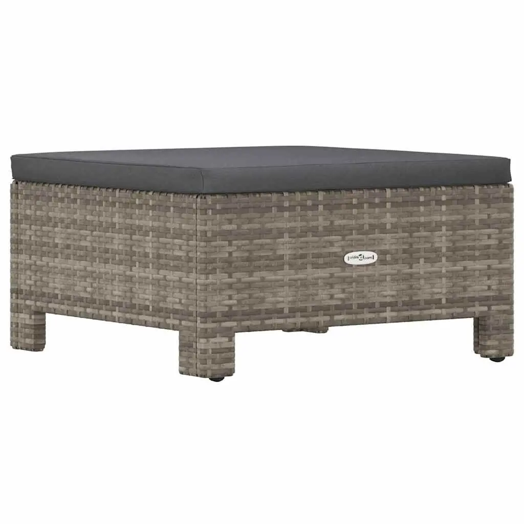 Garden Footrest with Cushion Grey Poly Rattan Outdoor Furniture