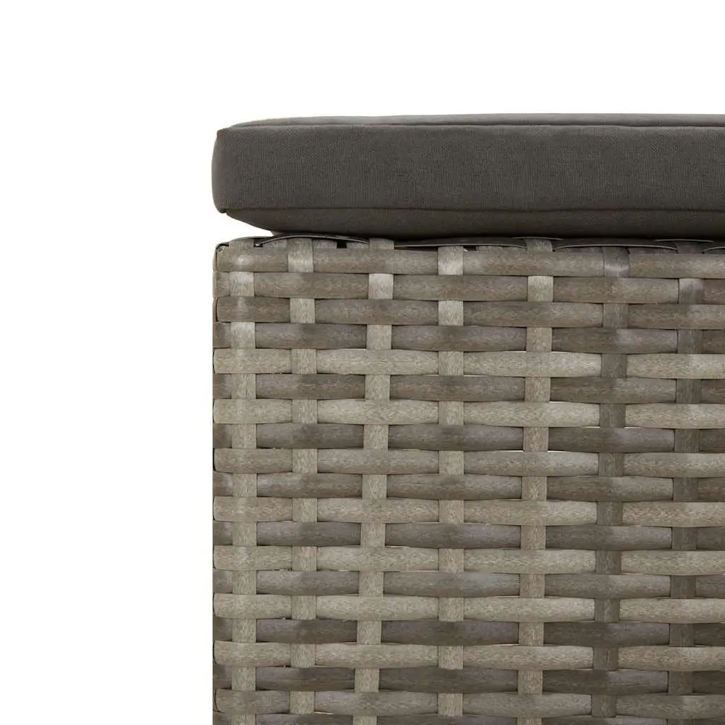 Garden Footrest with Cushion Grey Poly Rattan Outdoor Furniture