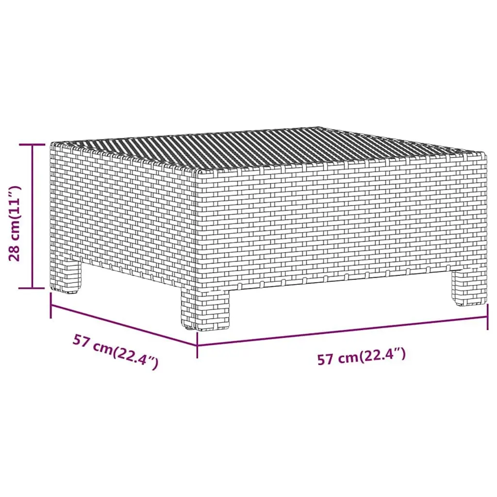 Garden Footrest with Cushion Grey Poly Rattan Outdoor Furniture