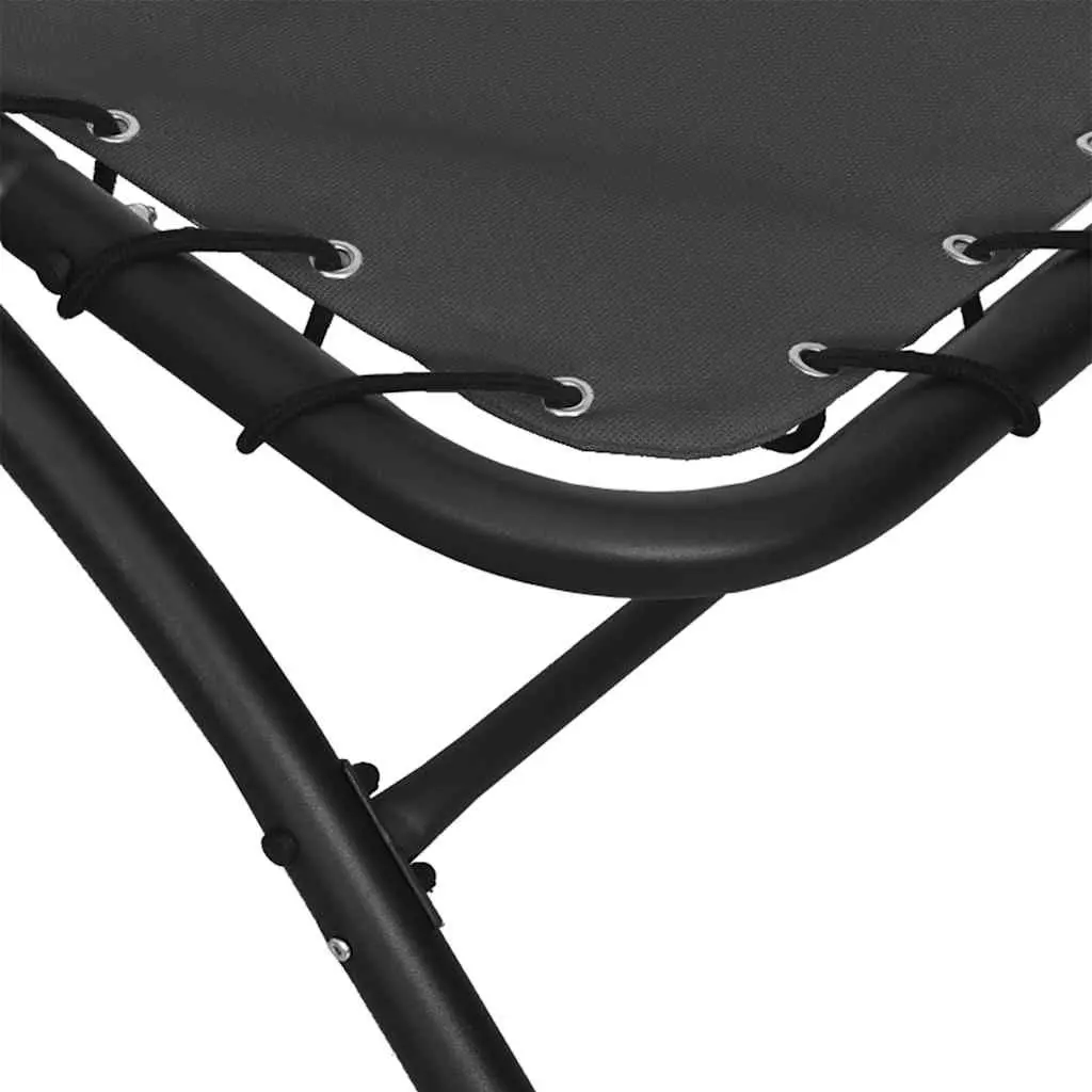 Sun Lounger with Canopy Adjustable Backrest Grey Outdoor Garden Chair