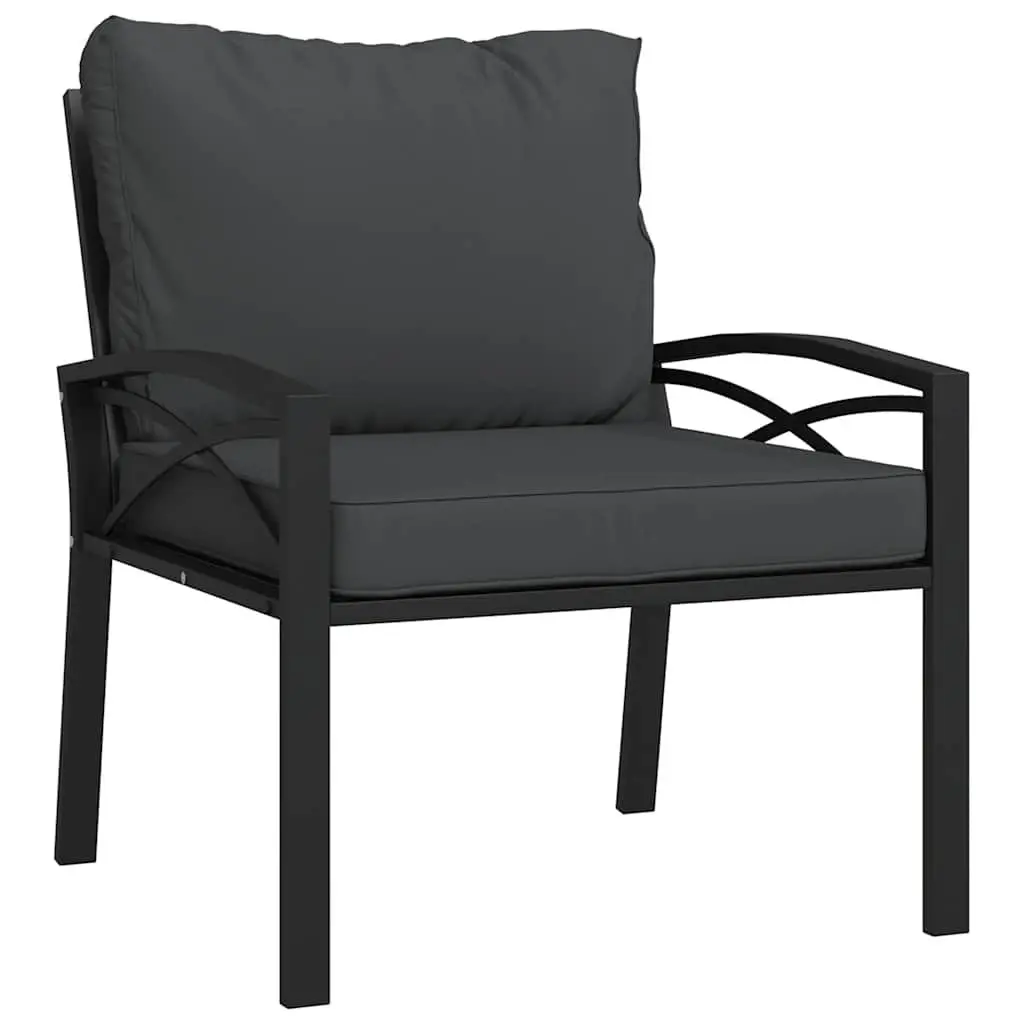 Outdoor Garden Chairs Set Steel Frame with Cushions 2 Piece