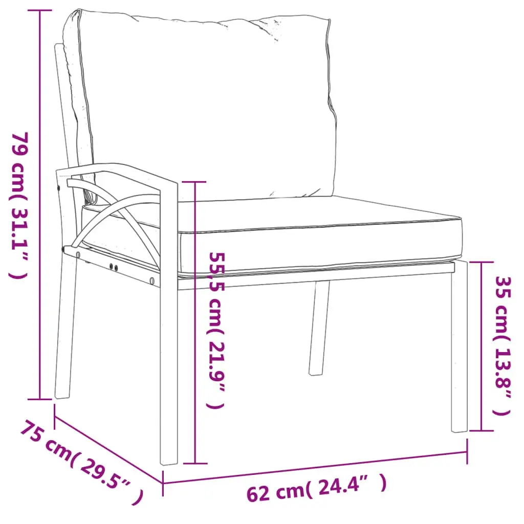 Garden Chairs Cushioned Steel Outdoor Seating 2 pcs