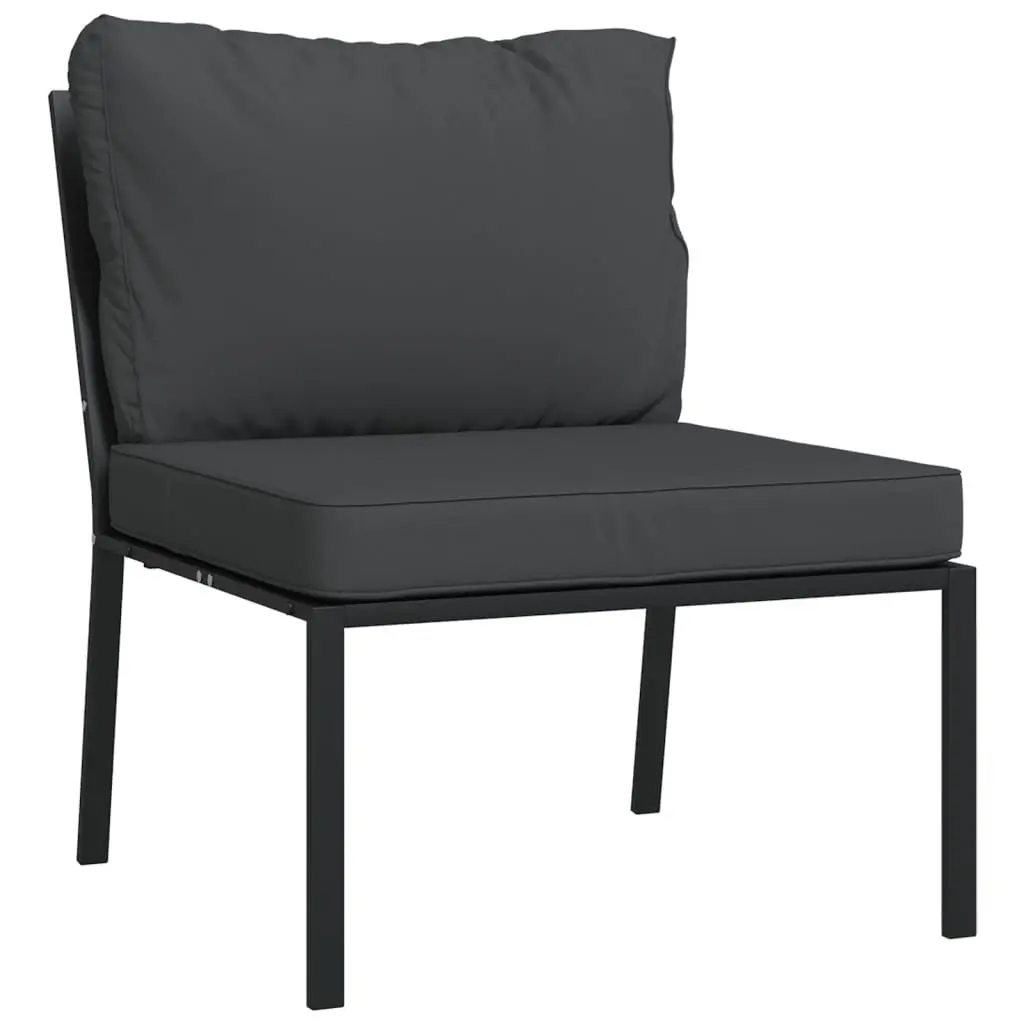 Outdoor Garden Chairs with Cushions 2pc Black Steel Patio Seating Set