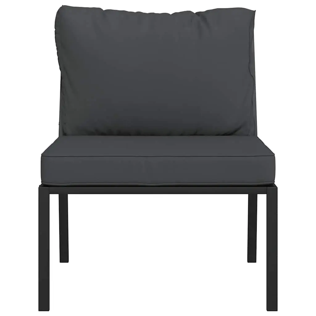 Outdoor Garden Chairs with Cushions 2pc Black Steel Patio Seating Set