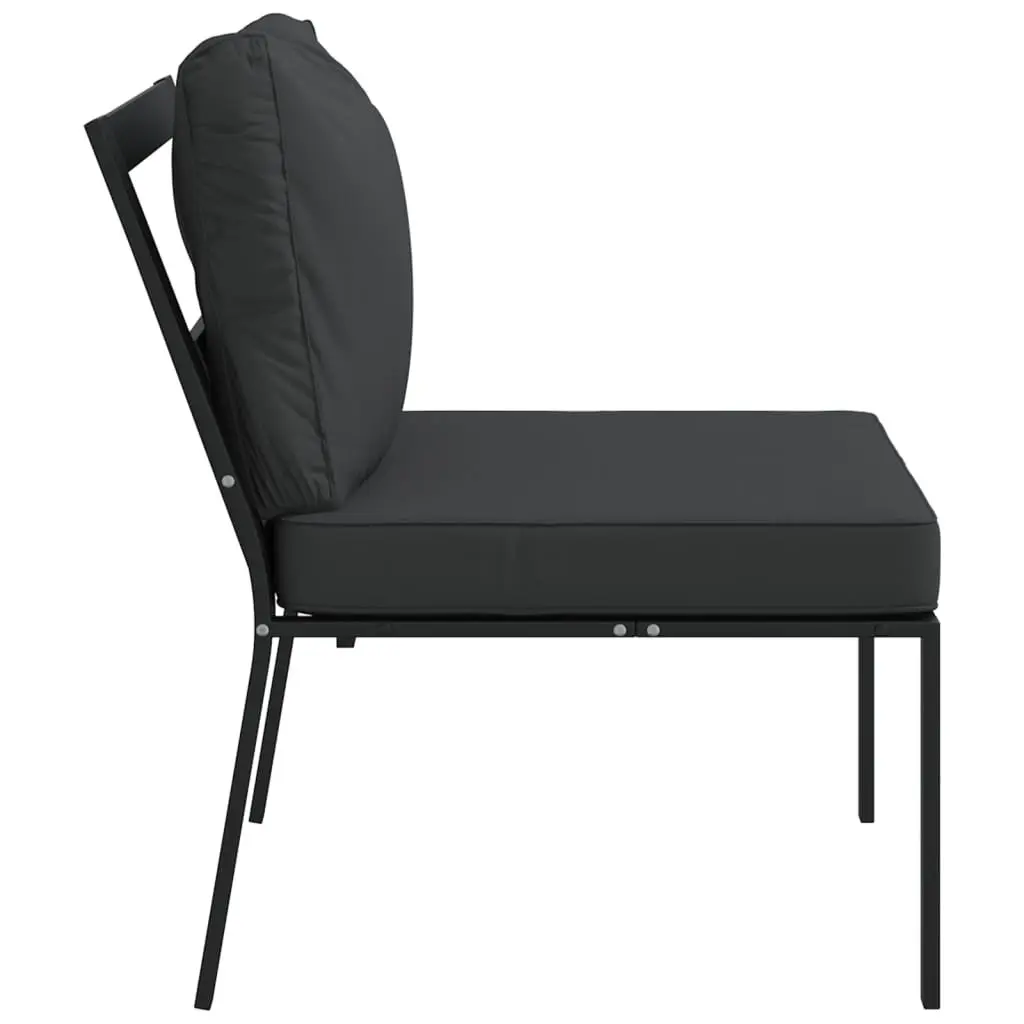 Outdoor Garden Chairs with Cushions 2pc Black Steel Patio Seating Set