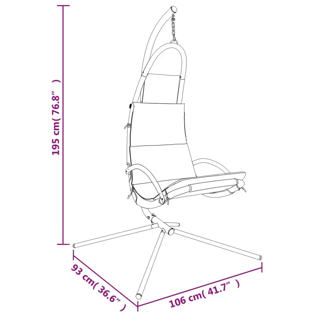 Garden Swing Chair Oxford Fabric Cream with Thick-Padded Cushion Steel Frame