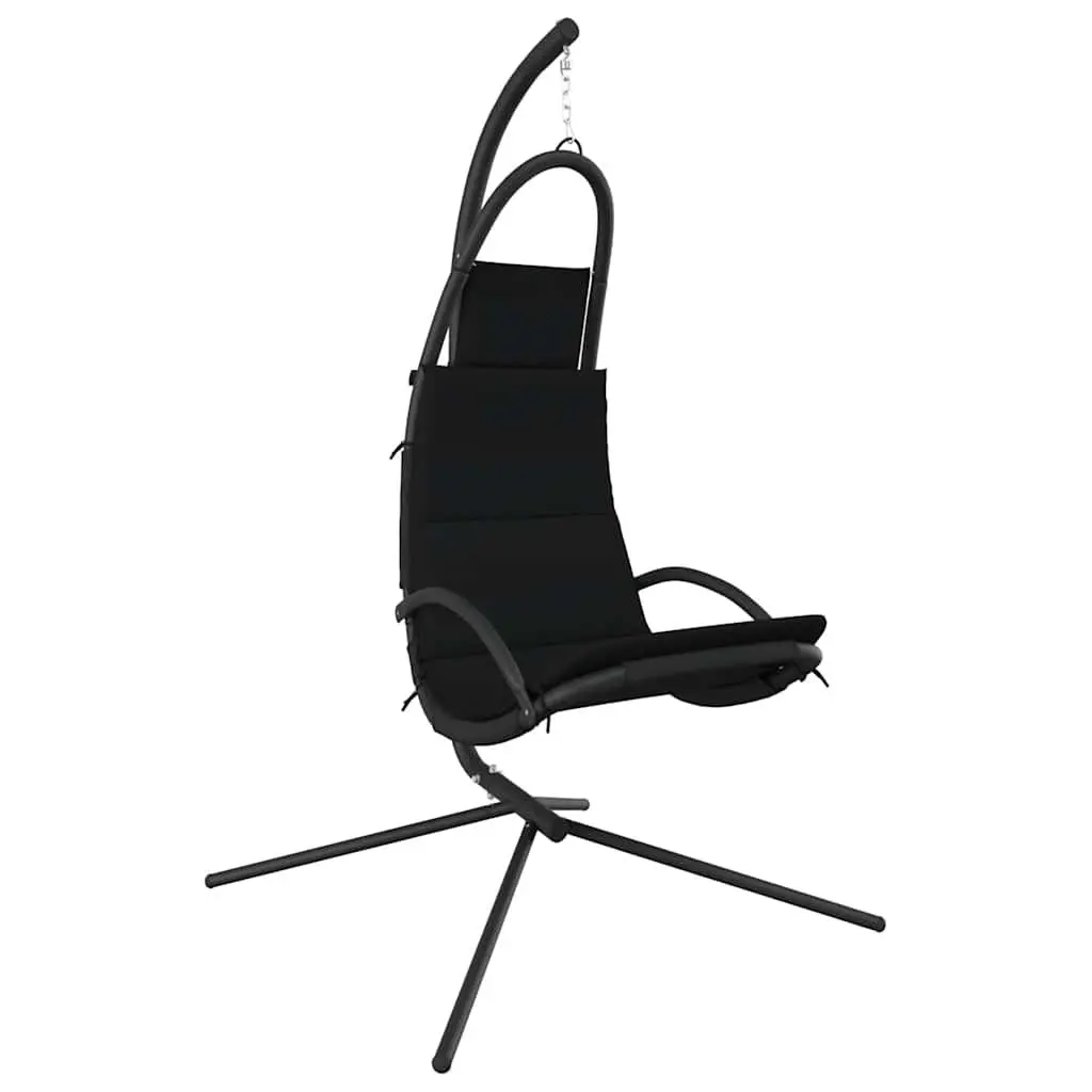 Outdoor Swing Chair Black Steel Frame Cushioned Oxford Fabric Garden Patio Seat
