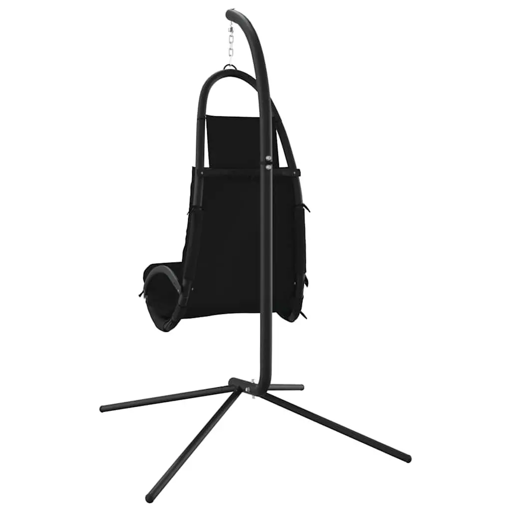 Outdoor Swing Chair Black Steel Frame Cushioned Oxford Fabric Garden Patio Seat