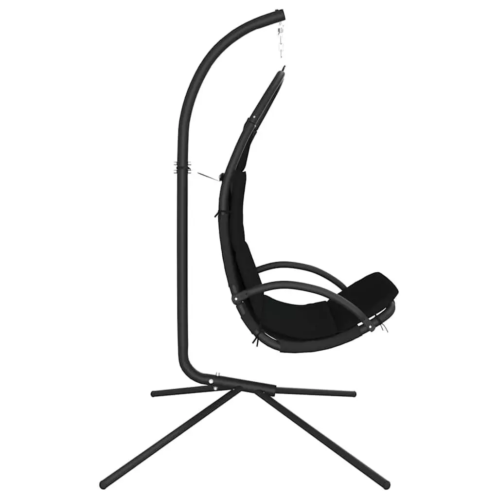 Outdoor Swing Chair Black Steel Frame Cushioned Oxford Fabric Garden Patio Seat