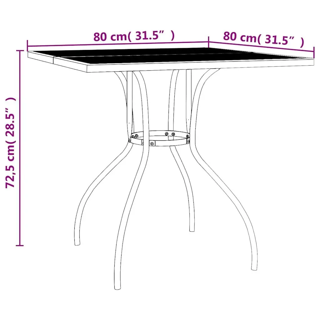 Garden Table Anthracite 80x80x72.5cm Outdoor Patio Dining Steel Mesh Design