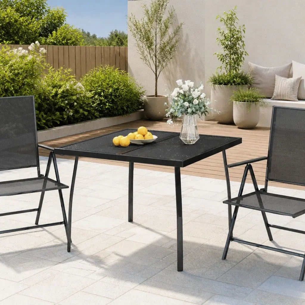 Garden Table Anthracite 100x100x72 cm Outdoor Patio Mesh Steel Frame Dining