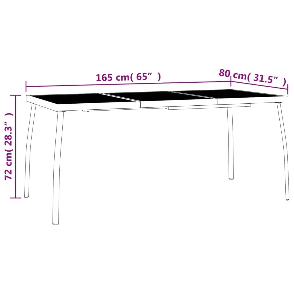 Anthracite Garden Dining Table 165x80x72cm