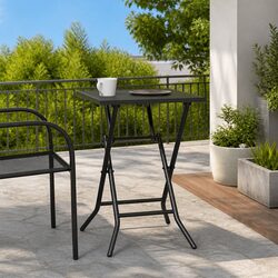 Folding Garden Table Anthracite 50x50x72cm Steel Mesh Outdoor Patio Dining