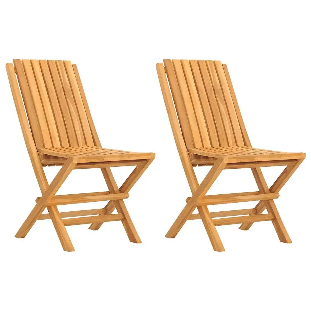 Folding Garden Chairs 2 pcs Outdoor Seating Wooden Backrest Slatted Design