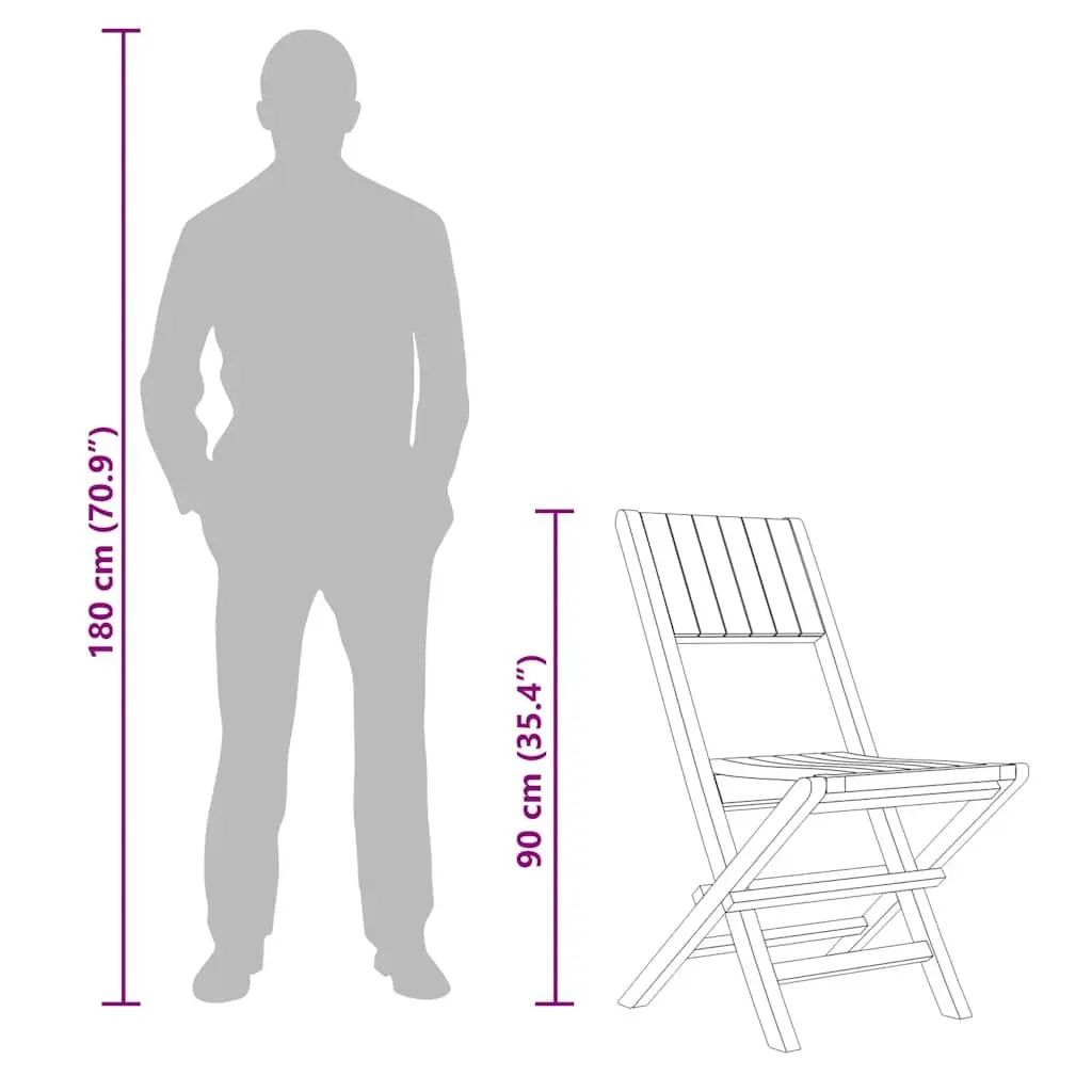 Folding Garden Chairs 2pc Outdoor Seating Solid Wood Brown 47x61x90cm