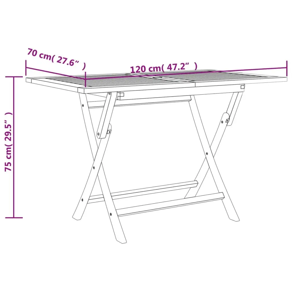 Teak Wood Folding Table Outdoor Dining Furniture Brown 120x70x75cm
