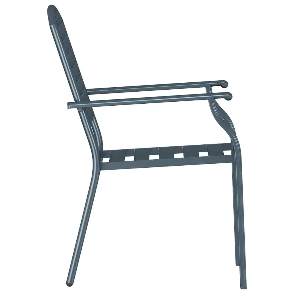 Garden Chair Stackable Steel Frame Anthracite Modern Lounge Seating 2pc