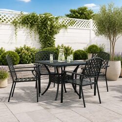 Stackable Garden Chair 4 Pieces Outdoor Seating Armrest Anthracite Modern