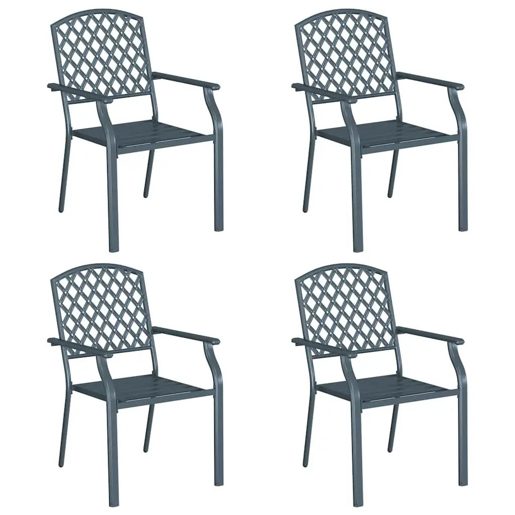 Stackable Garden Chair Modern Steel Anthracite 4 Pieces Outdoor Seating