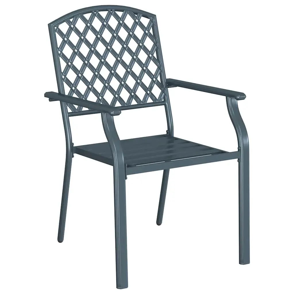 Stackable Garden Chair Modern Steel Anthracite 4 Pieces Outdoor Seating