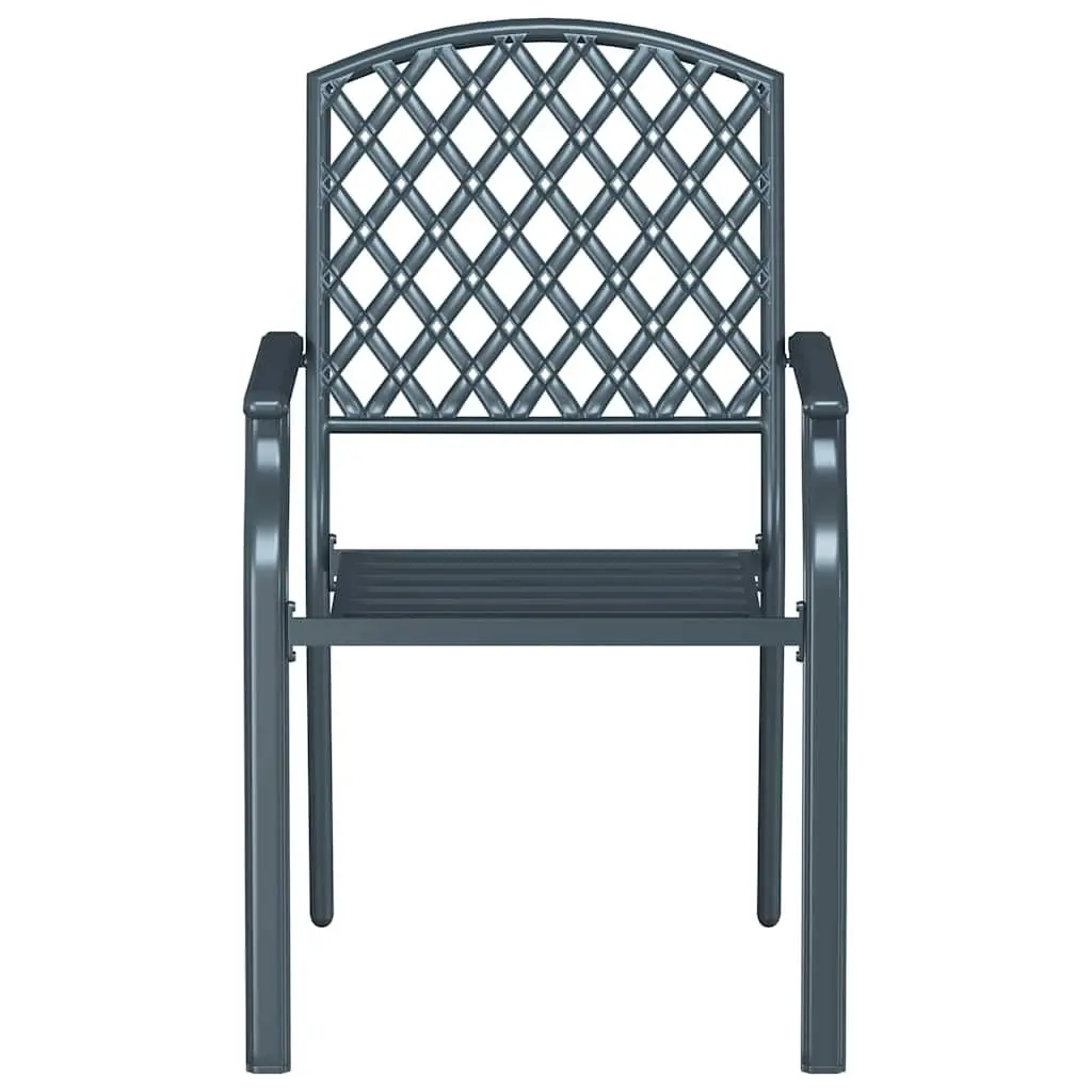 Stackable Garden Chair Modern Steel Anthracite 4 Pieces Outdoor Seating