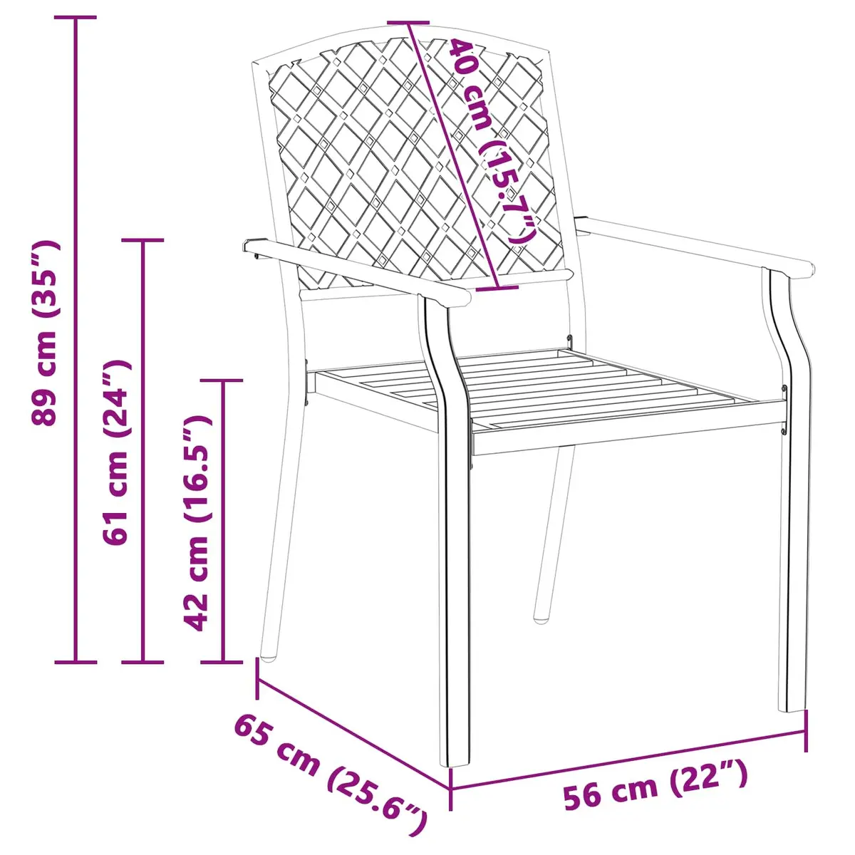 Stackable Garden Chair Modern Steel Anthracite 4 Pieces Outdoor Seating