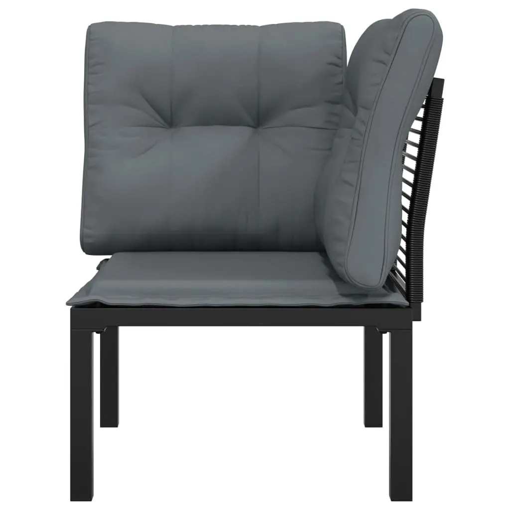 Garden Corner Chair Outdoor Rattan Furniture Single Sofa with Cushions Black