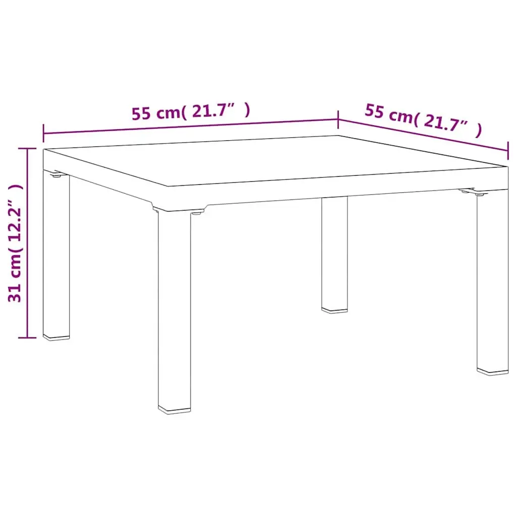 Garden Coffee Table Steel Frame Grey 55x55x31cm Outdoor Patio Furniture