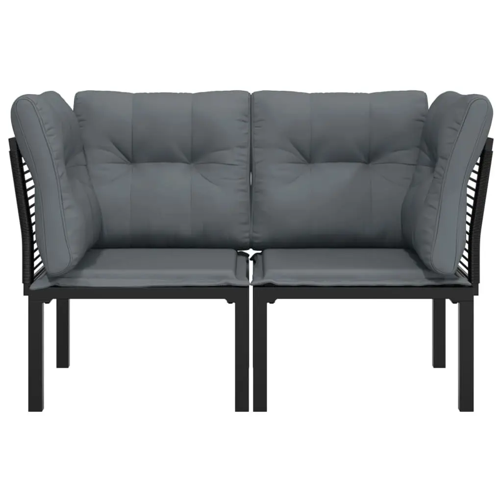 Garden Corner Chairs 2 pcs Black Grey Poly Rattan Outdoor Furniture with