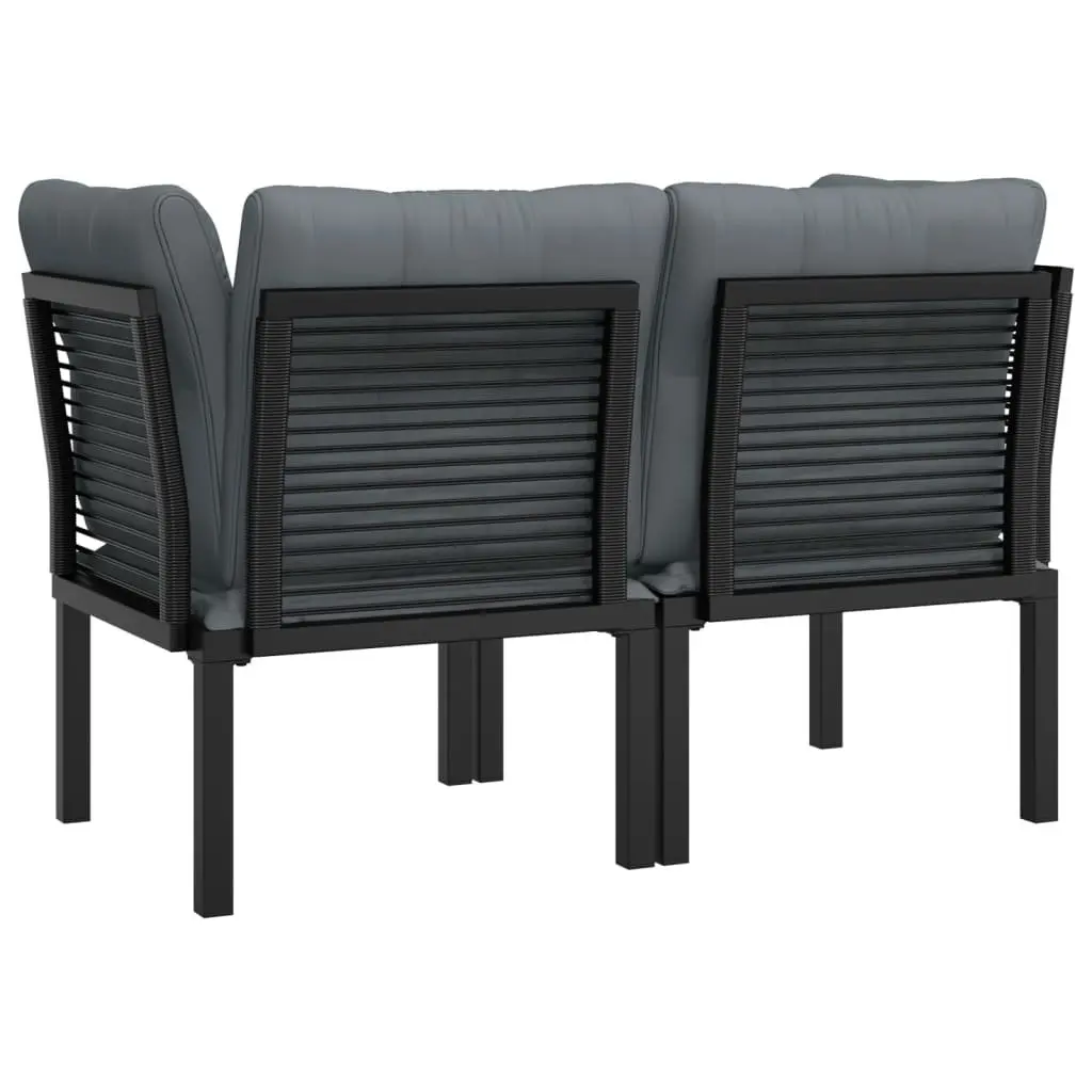 Garden Corner Chairs 2 pcs Black Grey Poly Rattan Outdoor Furniture with