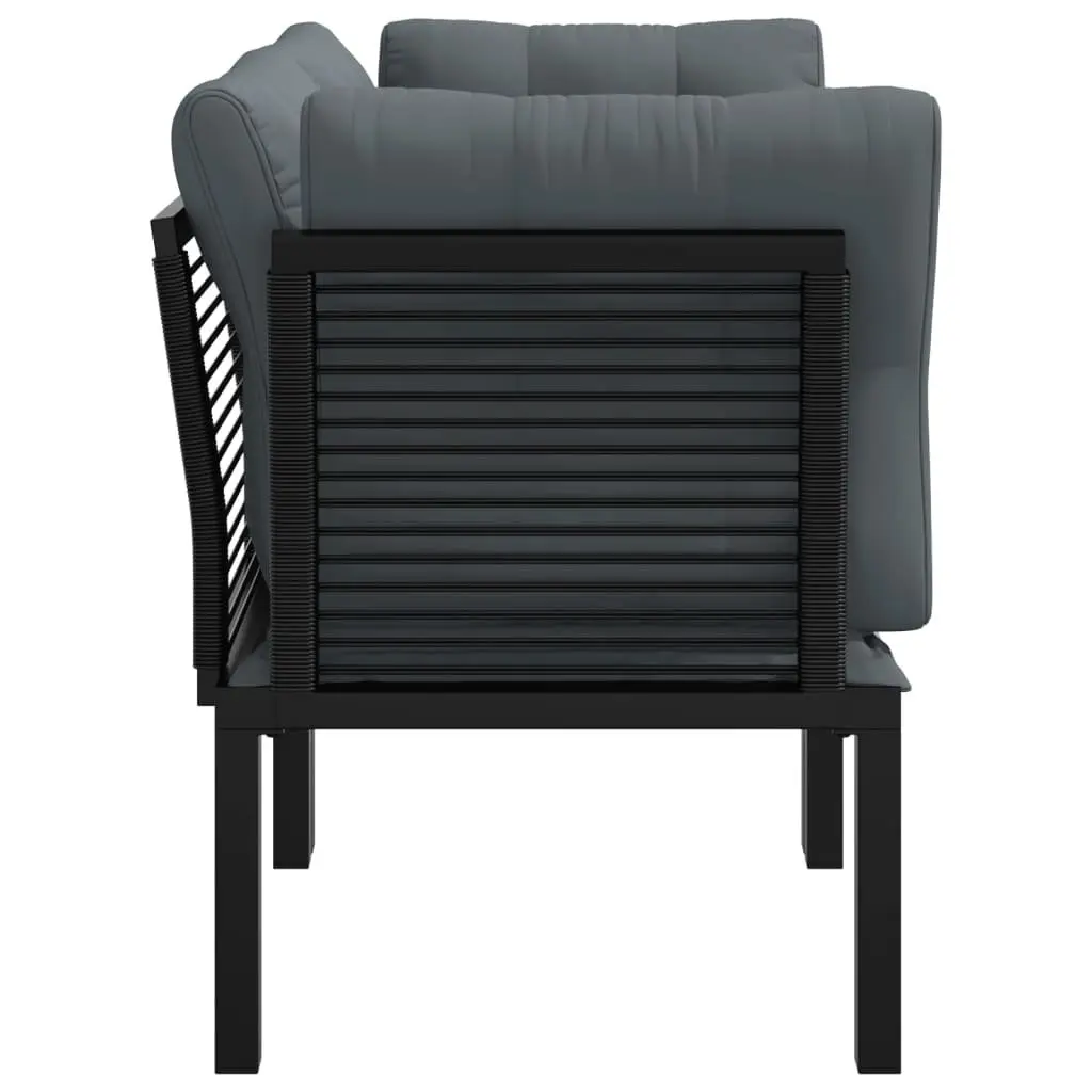 Garden Corner Chairs 2 pcs Black Grey Poly Rattan Outdoor Furniture with