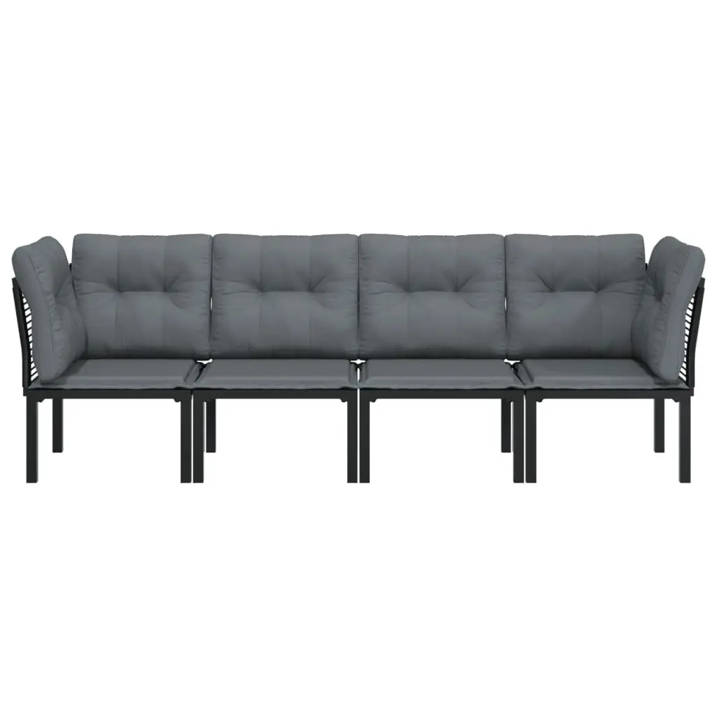 Modular Outdoor Furniture Garden Lounge Set 4 Piece Black Grey Poly Rattan