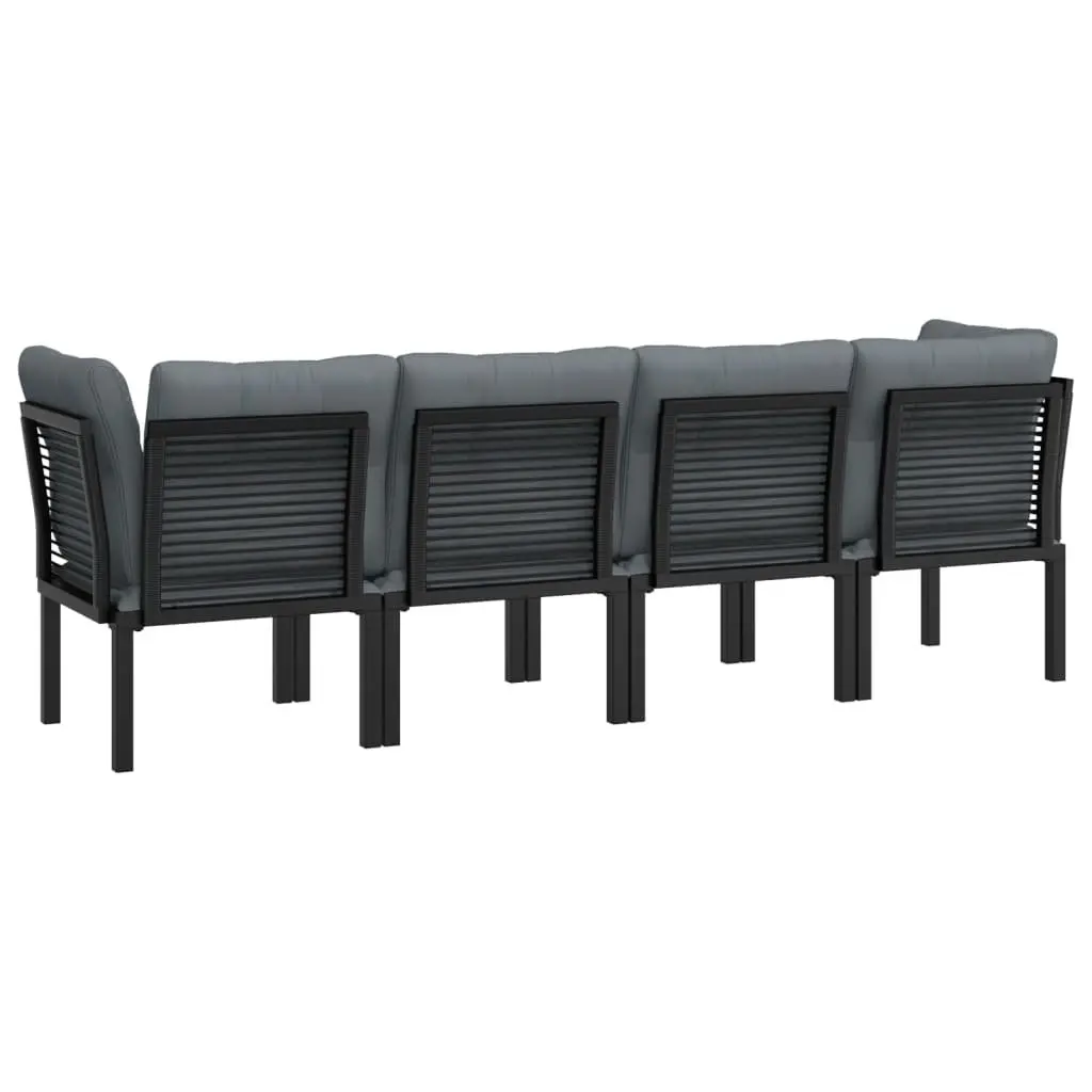 Modular Outdoor Furniture Garden Lounge Set 4 Piece Black Grey Poly Rattan