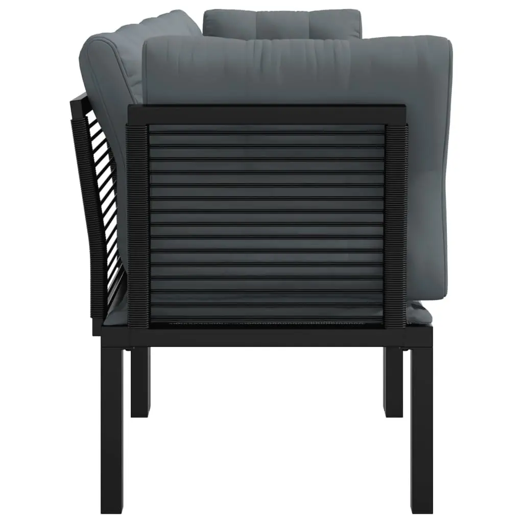 Modular Outdoor Furniture Garden Lounge Set 4 Piece Black Grey Poly Rattan
