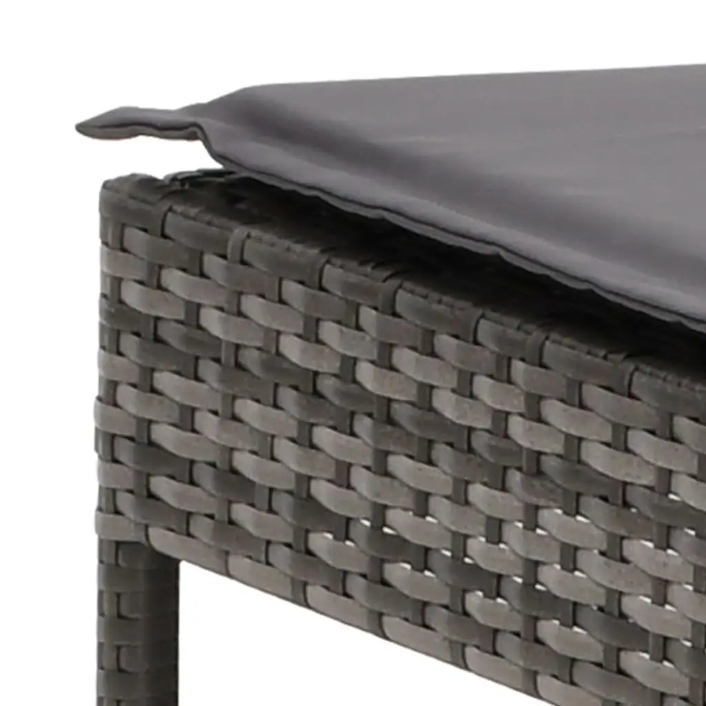 Sun Lounger Adjustable Backrest Grey Poly Rattan with Thickly Padded Cushion