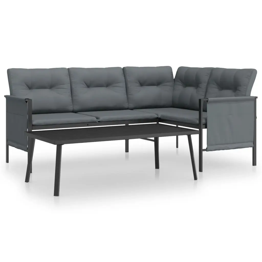 Garden Lounge Set Anthracite Steel Frame 2 Piece Outdoor Patio Furniture Seating