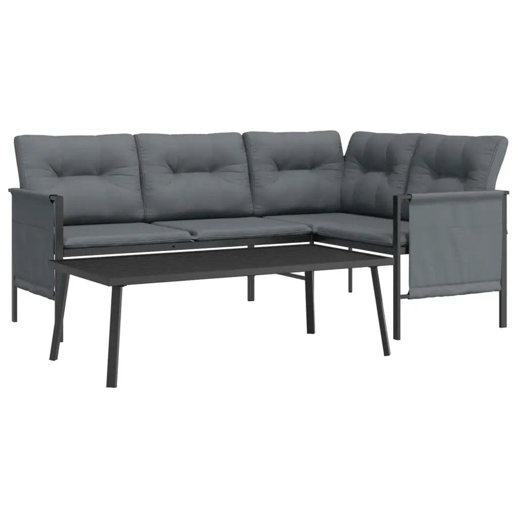 Garden Lounge Set Anthracite Steel Frame 2 Piece Outdoor Patio Furniture Seating