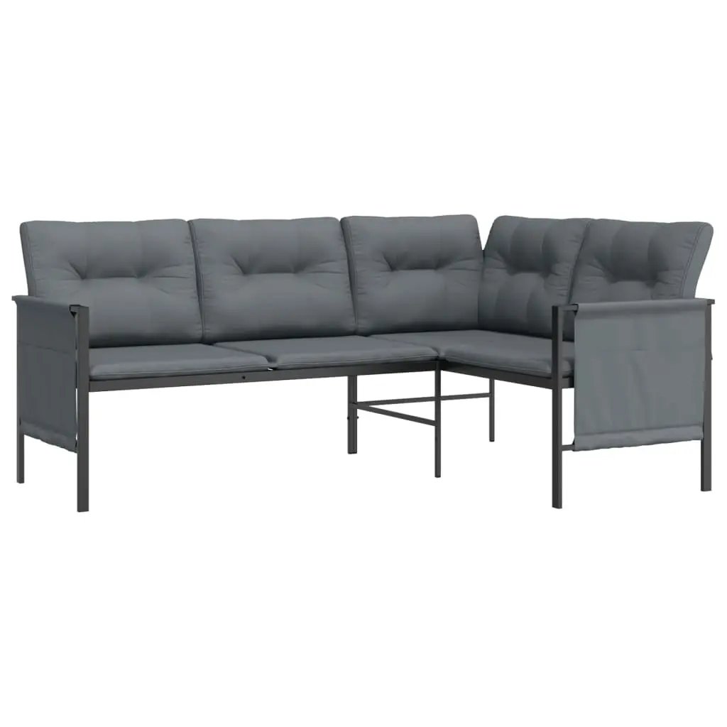 Garden Lounge Set Anthracite Steel Frame 2 Piece Outdoor Patio Furniture Seating