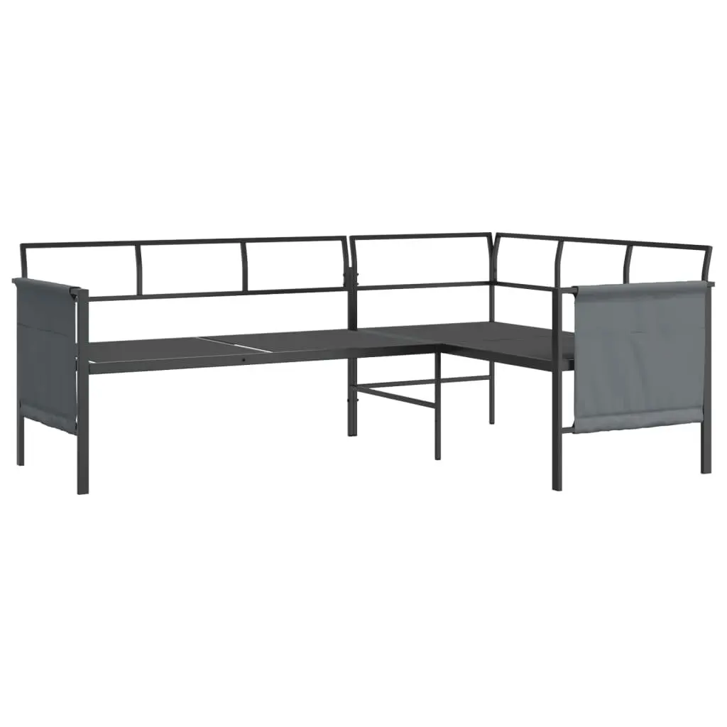 Garden Lounge Set Anthracite Steel Frame 2 Piece Outdoor Patio Furniture Seating