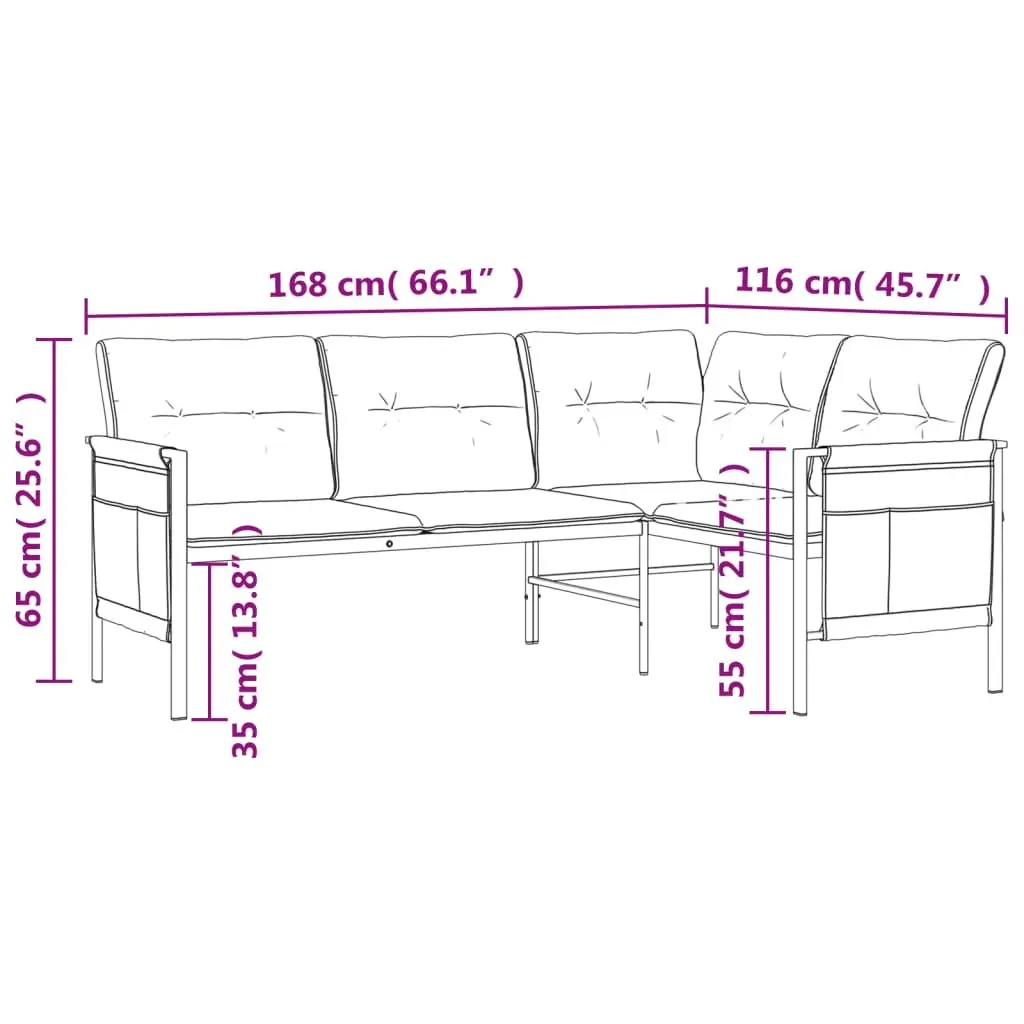 Garden Corner Sofa Anthracite Outdoor Sectional Lounge Set with Side Storage