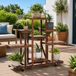 Your New Favorite Wooden Plant Stand with Wheels