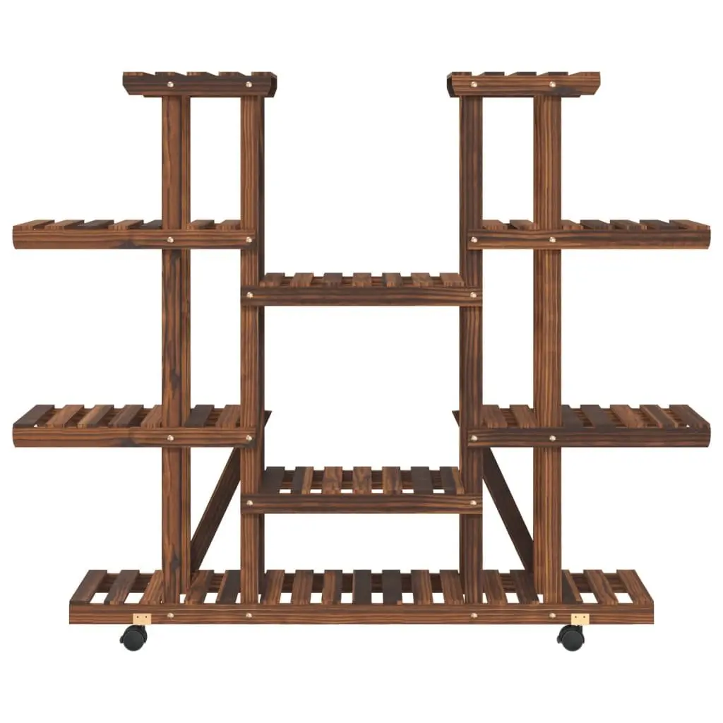 Wooden Flower Stand with Wheels 110 x 25 x 115 cm