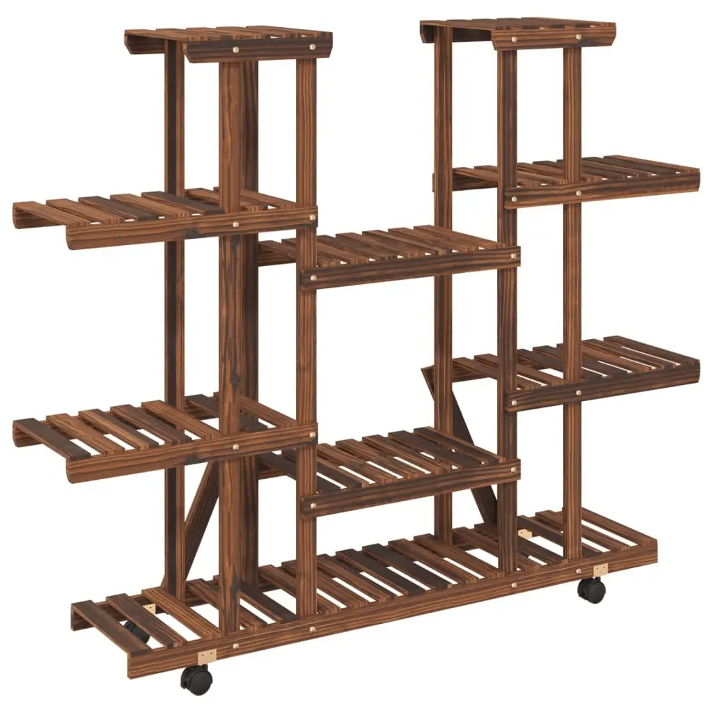 Wooden Flower Stand with Wheels 110 x 25 x 115 cm