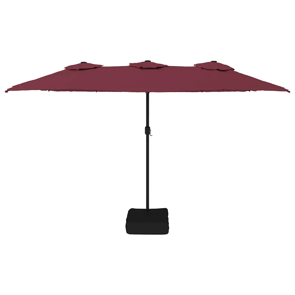 Double-Head Garden Parasol Red UV Protective Crank Opening 449 x 265 cm