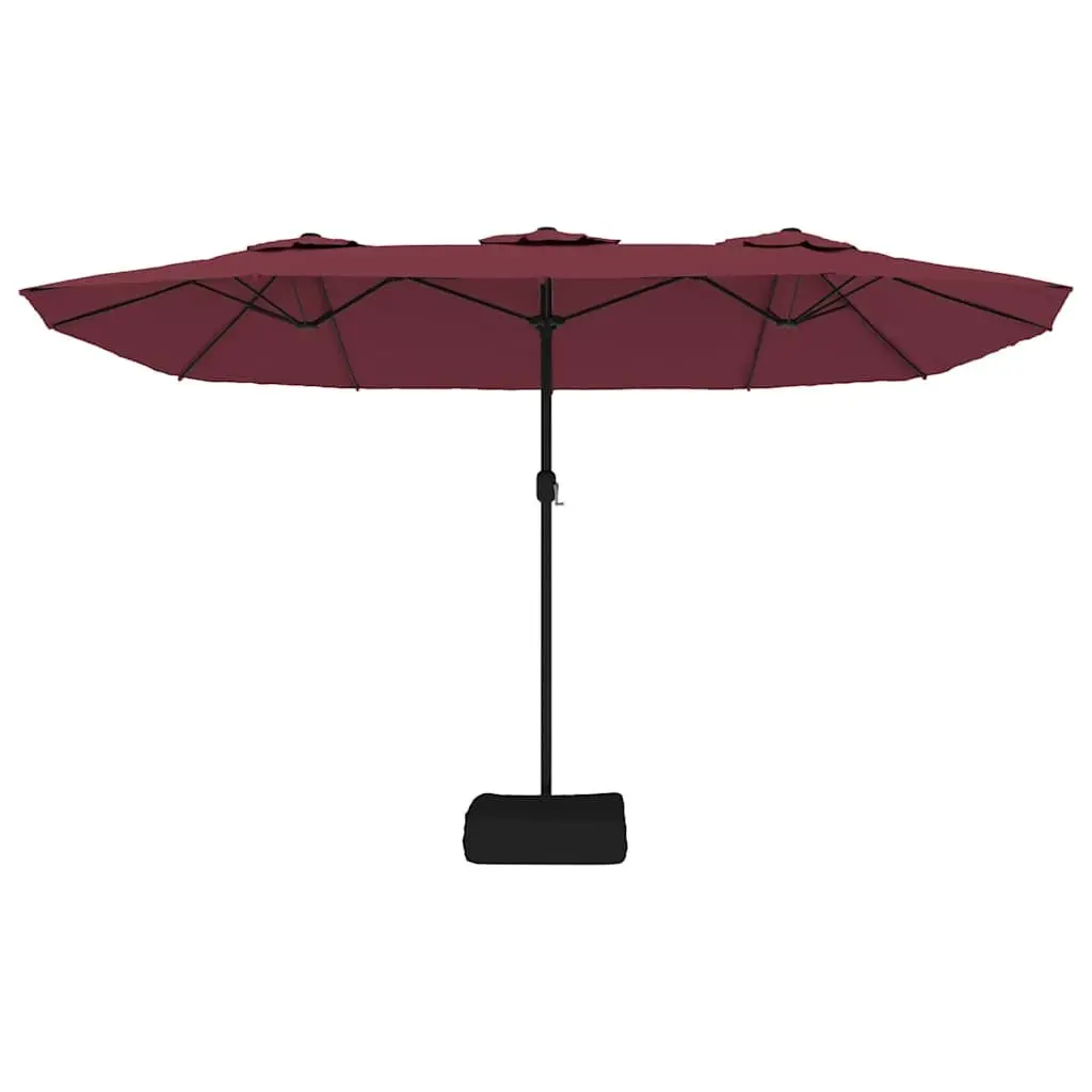 Double-Head Garden Parasol Red UV Protective Crank Opening 449 x 265 cm